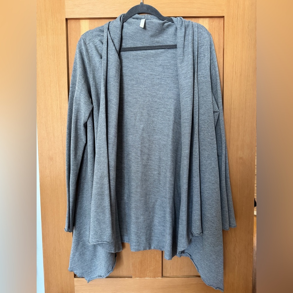 PureJill Gray Open Front Cotton Blend Cardigan Size M